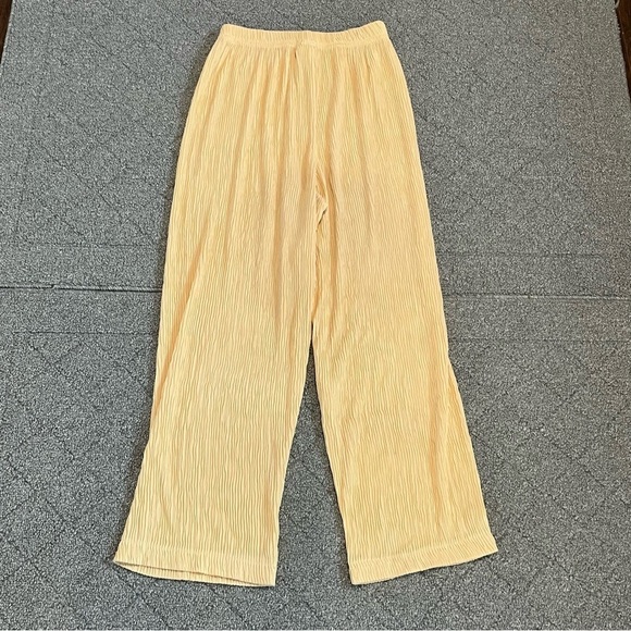 Vintage Spiegel Wide Leg Trouser Pants Womens Size Medium Yellow Crepe Pull On - Picture 7 of 9